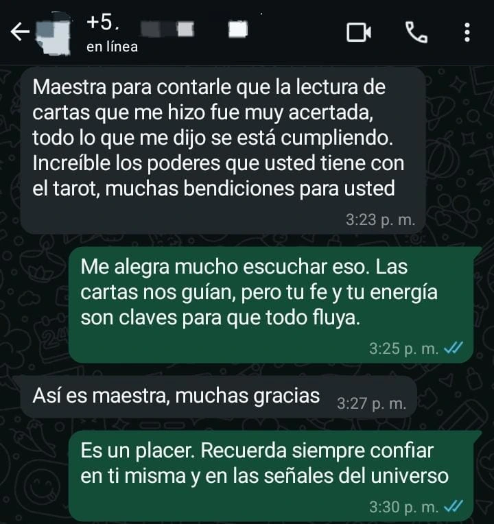 Testimonio de Lectura de Tarot